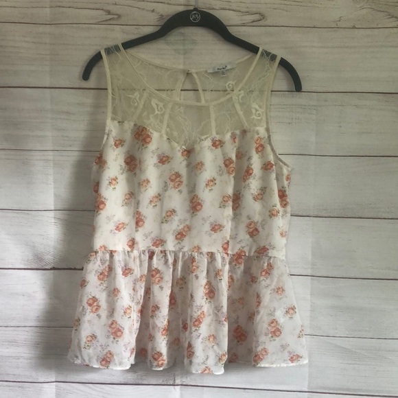 Papaya Floral Sleeveless Size Medium - Picture 1 of 3